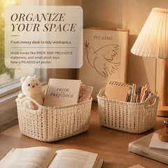 Cesta Organizadora de Plástico Estilo Rattan