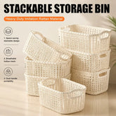 Cesta Organizadora de Plástico Estilo Rattan