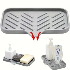 Tapete de Silicone para Pia com Suporte para Torneira e Acessórios